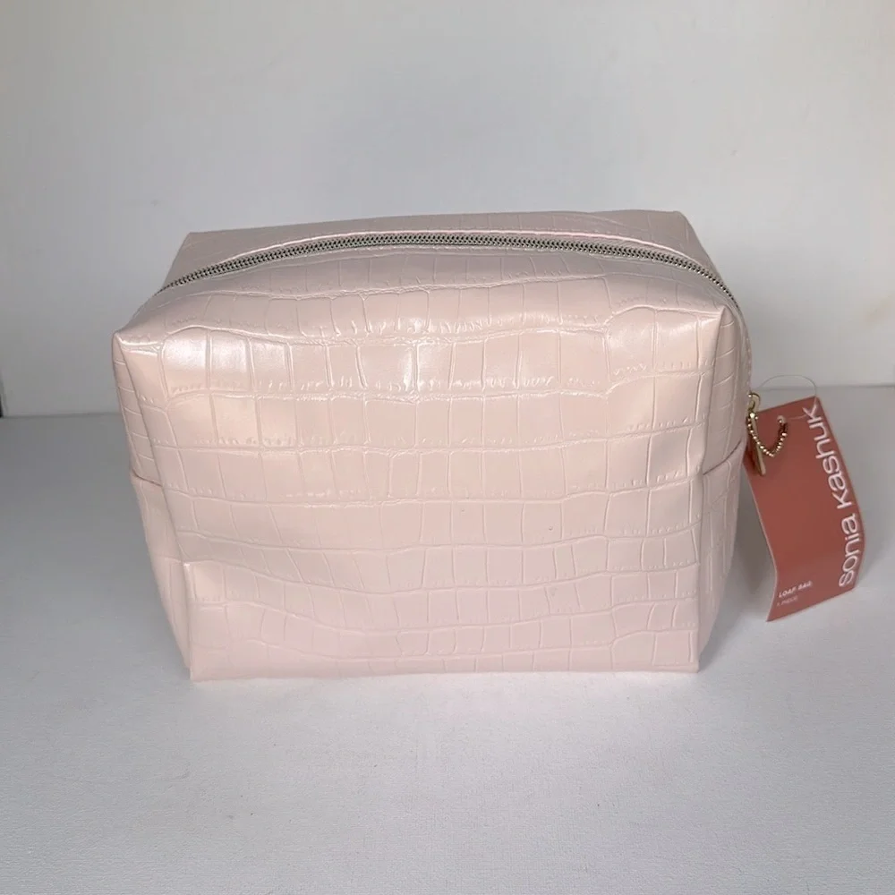 Sonia Kashuk Blush Croc-Texture Cosmetic Case NWT